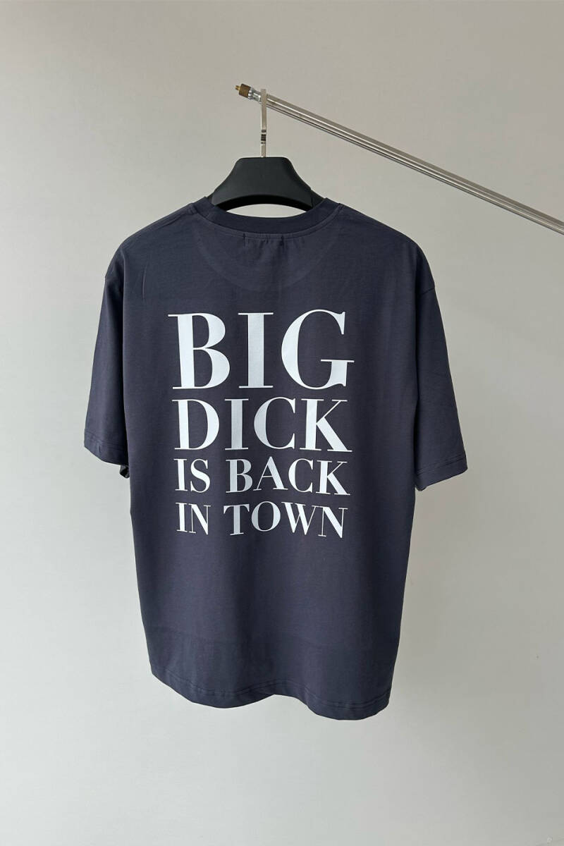 Big Dick Baskılı Antrasit Oversize Tişört - 1