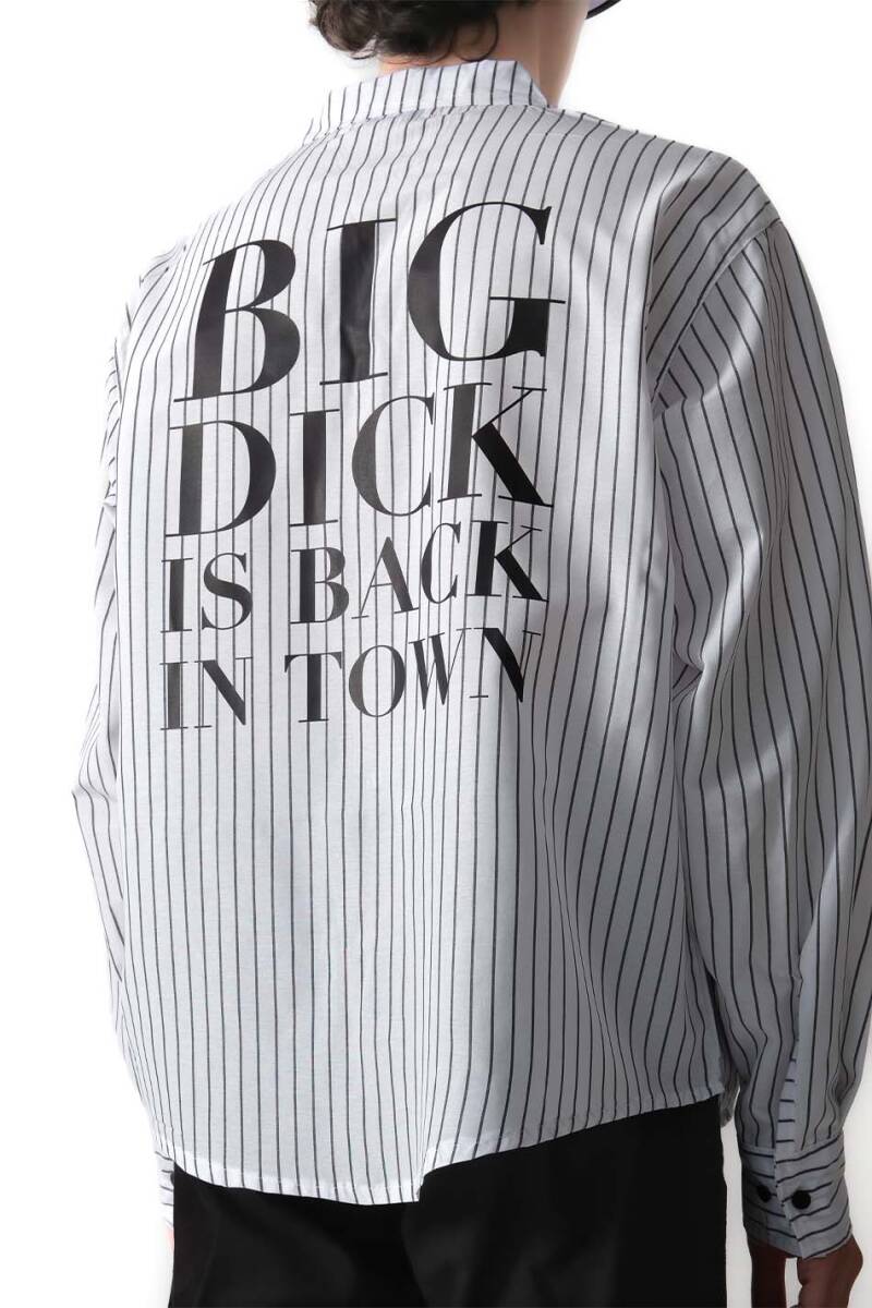 Big Dick Baskılı ince Siyah Çizgili Old Money Oversize Gömlek - 4