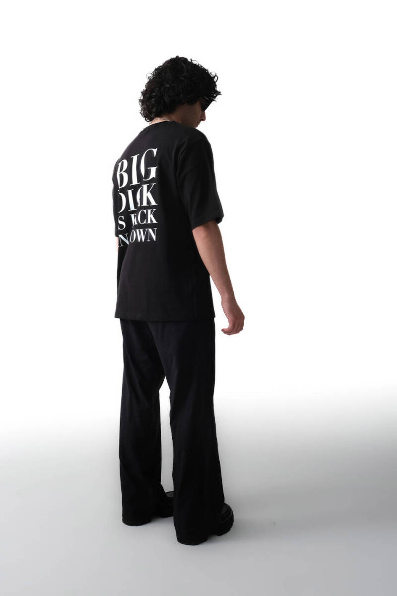 Big Dick Baskılı Siyah Oversize Tişört - 5