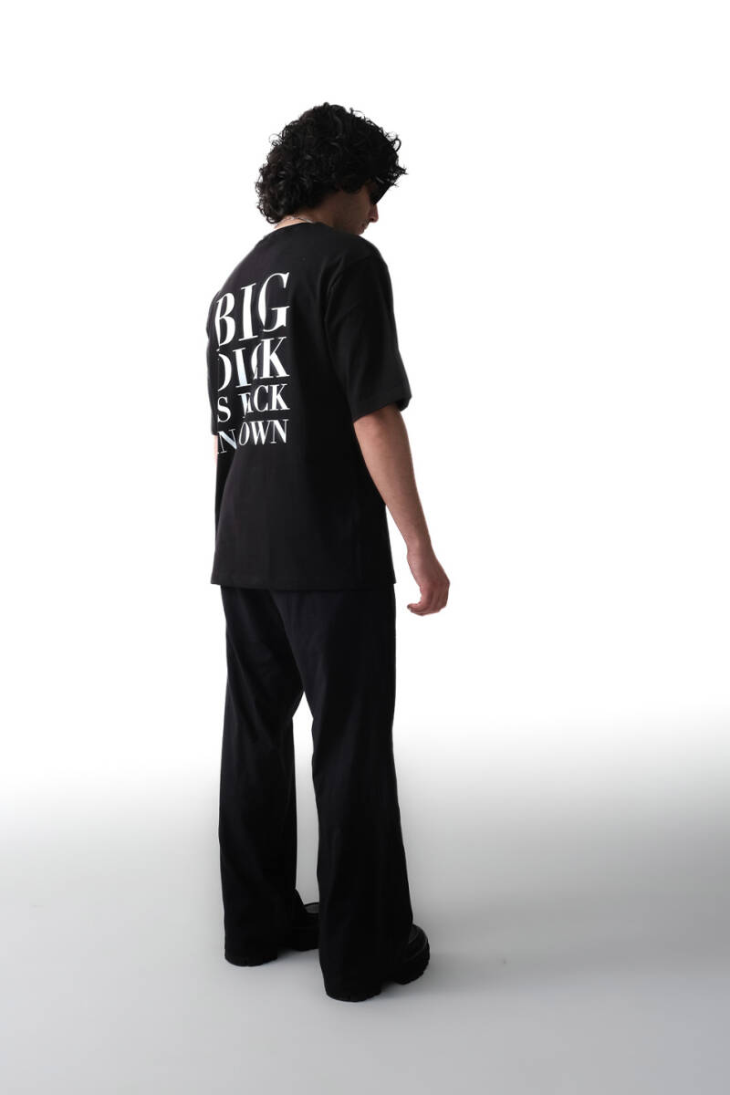 Big Dick Baskılı Siyah Oversize Tişört - 5