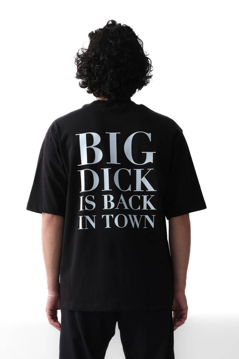 Big Dick Baskılı Siyah Oversize Tişört 