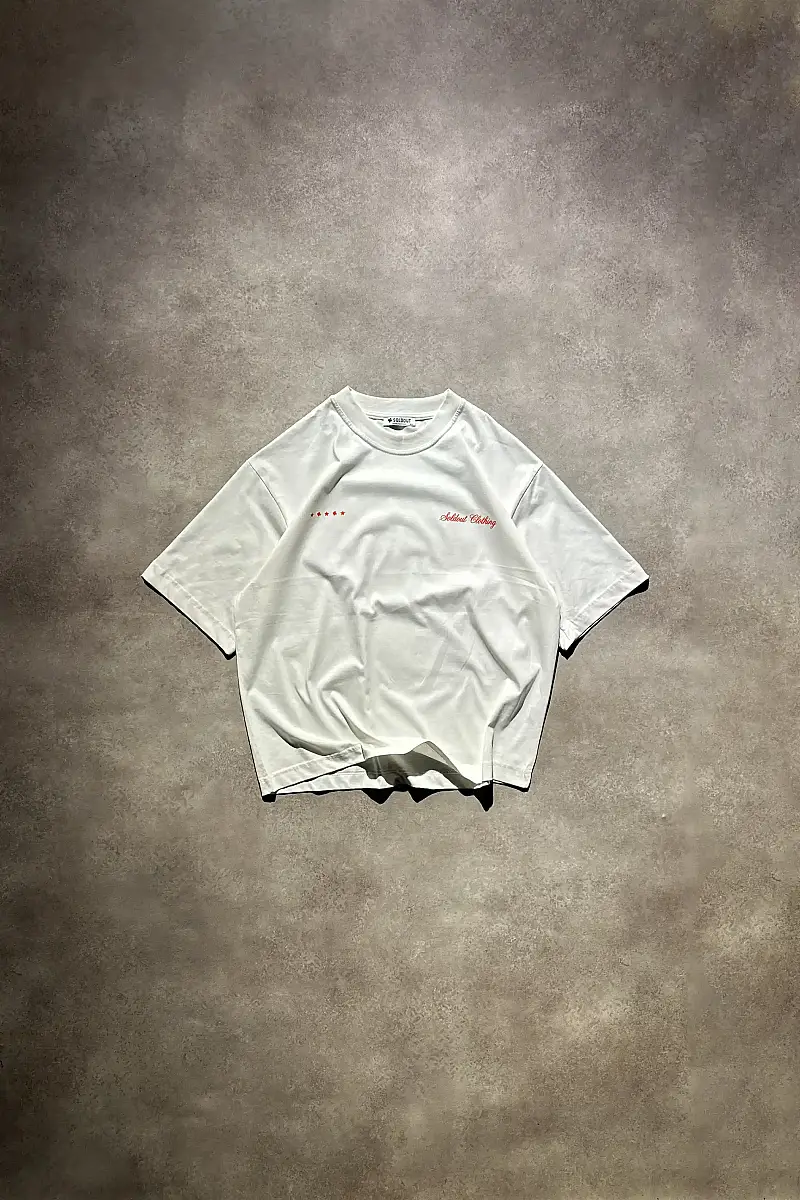 Bonjour Beyaz Oversize Baskılı Tişört - 5