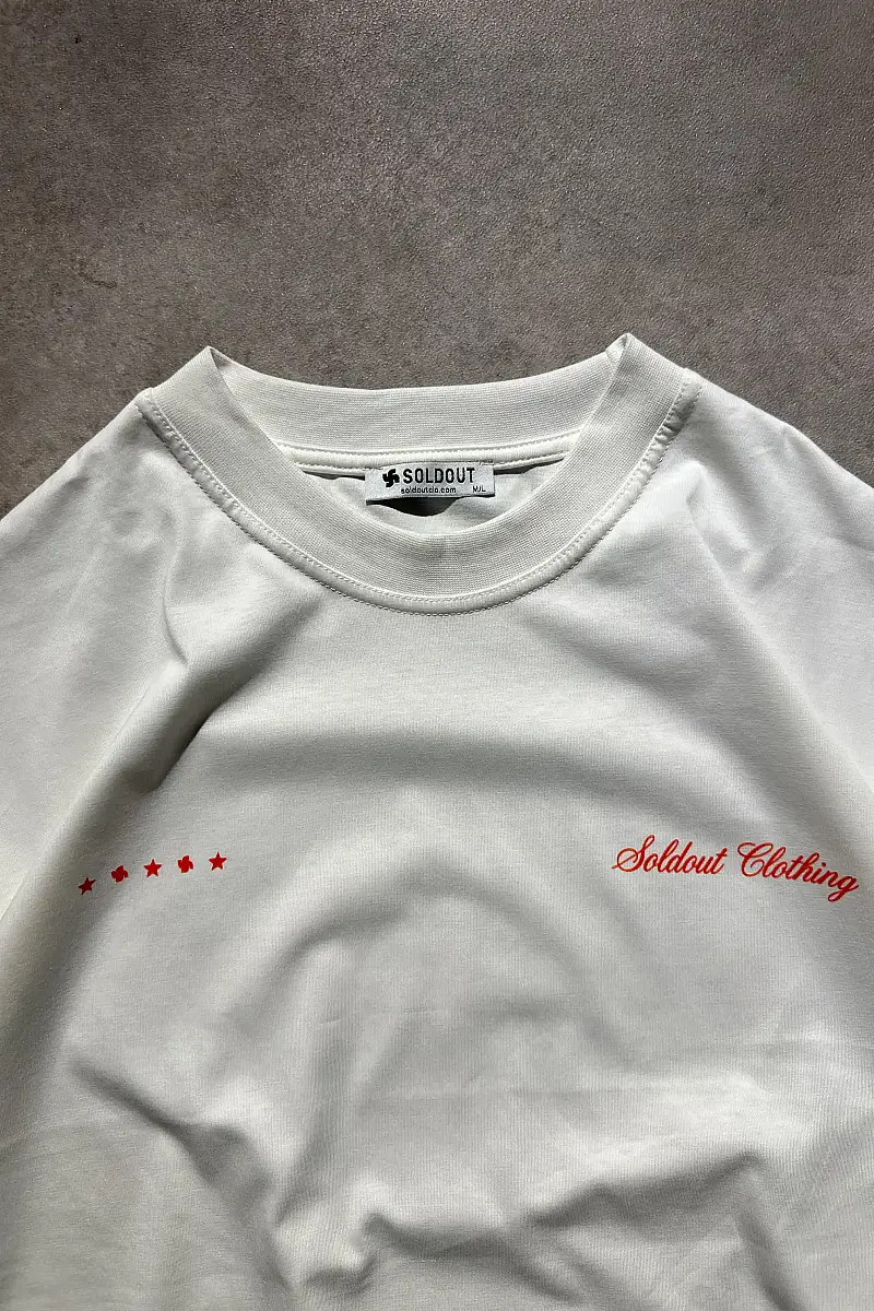 Bonjour Beyaz Oversize Baskılı Tişört - SOLDOUT (1)