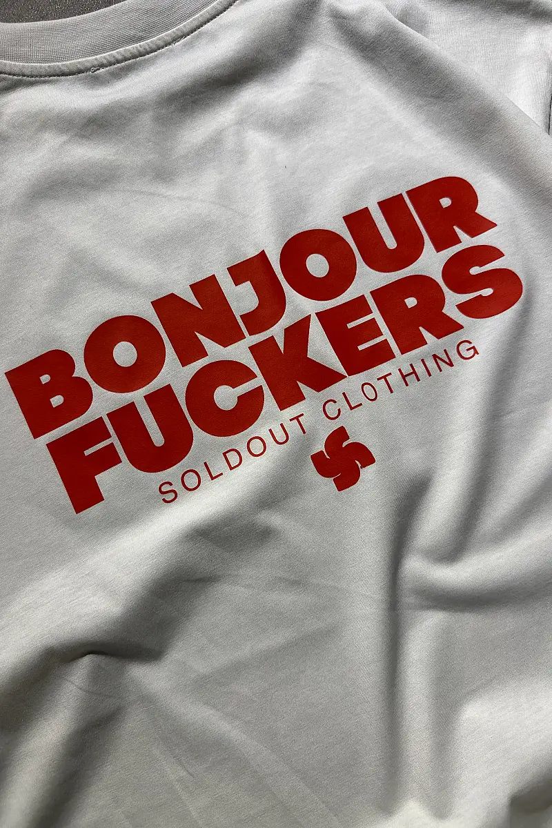 Bonjour Beyaz Oversize Baskılı Tişört - 3