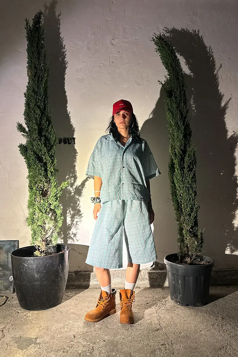 Yeşil Boxy Fit Crop Unisex Gömlek - 9