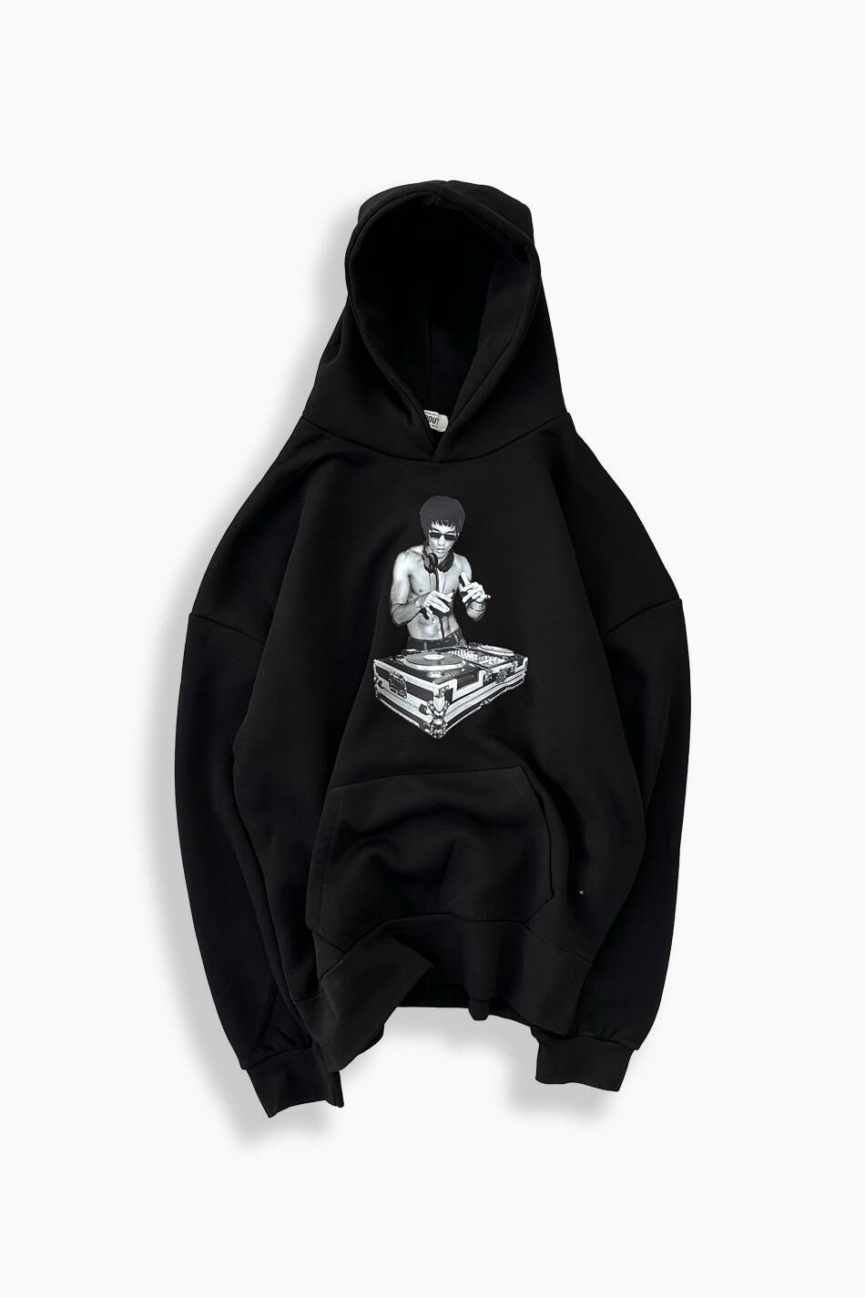 Bruce Lee Siyah Oversize Boxy Fit Hoodie - 4
