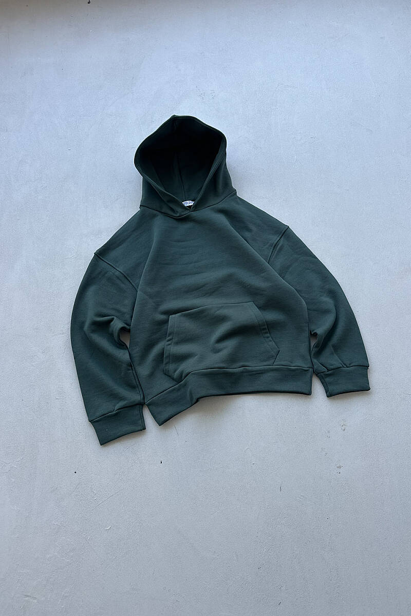 Çam Yeşili Oversize Boxy Fit Hoodie - SOLDOUT (1)