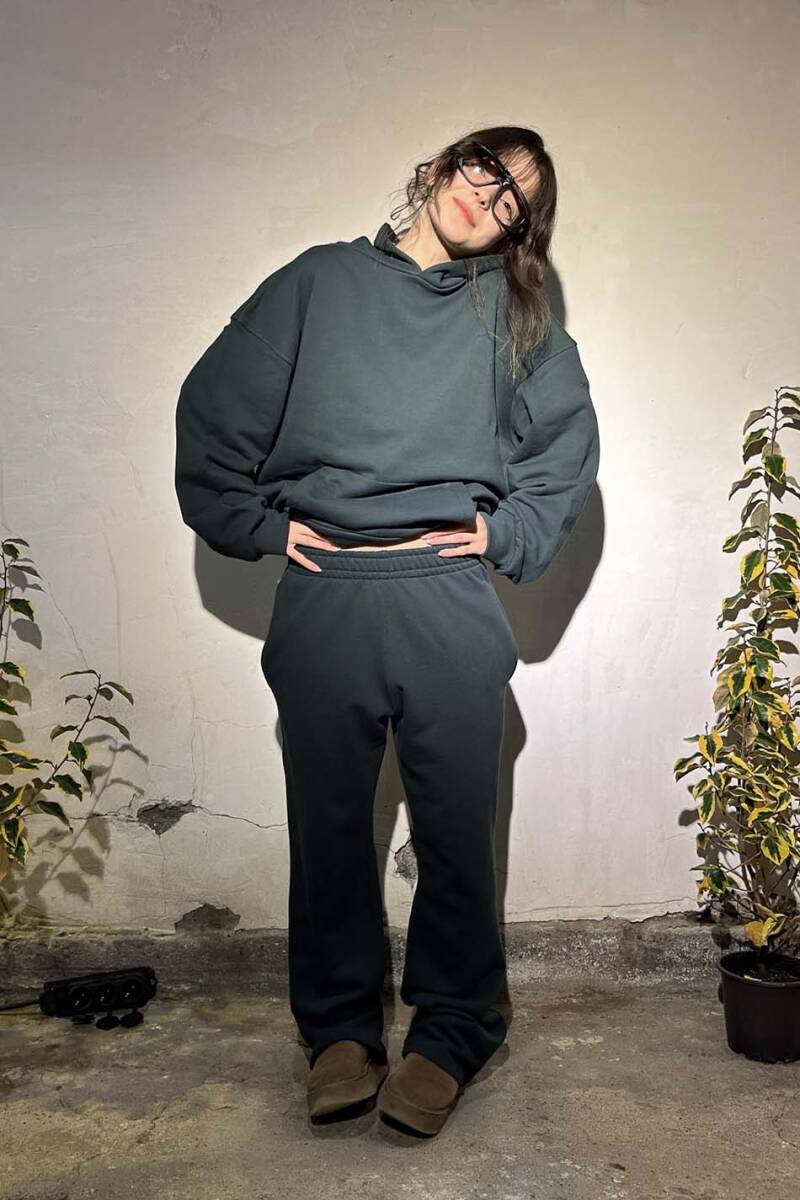 Çam Yeşili Heavyweight Oversize Boxy Fit Hoodie - 3
