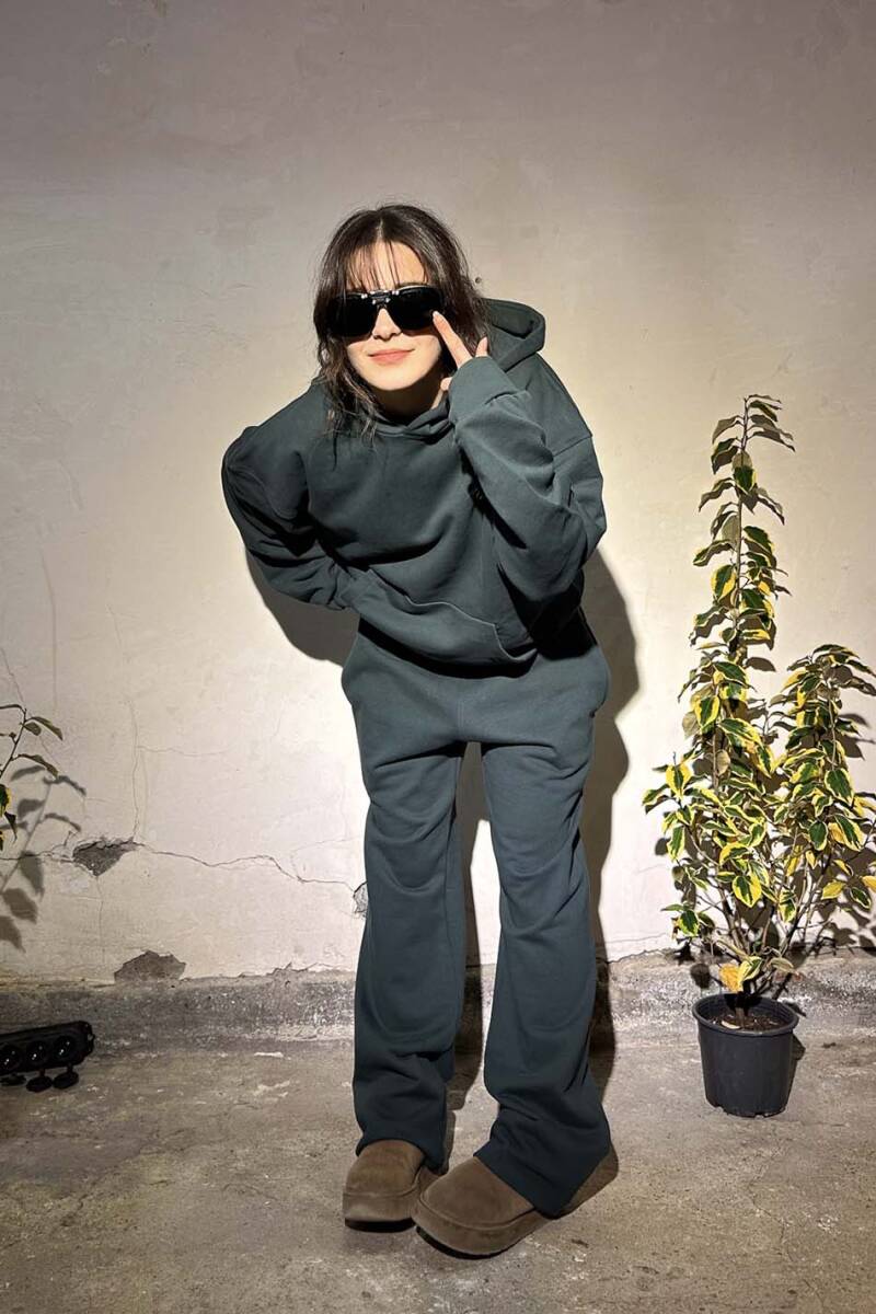 Çam Yeşili Heavyweight Oversize Boxy Fit Hoodie - 4