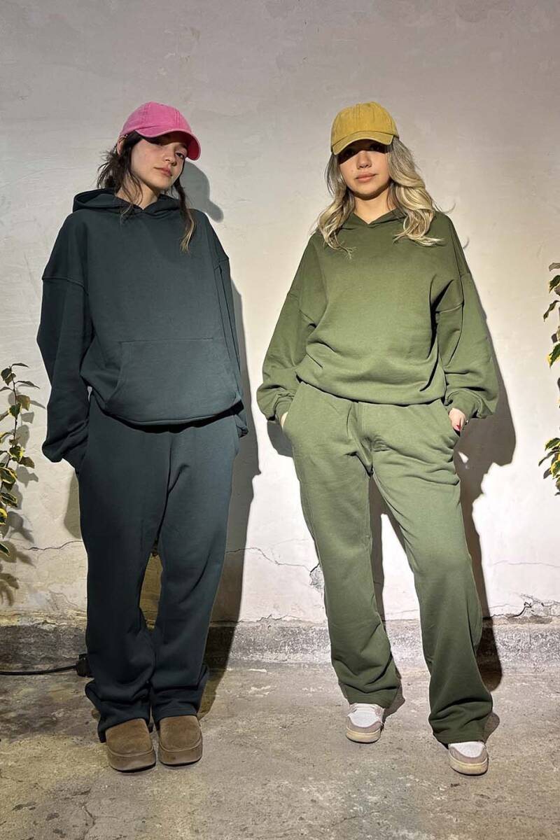 Çam Yeşili Heavyweight Oversize Boxy Fit Hoodie - 8