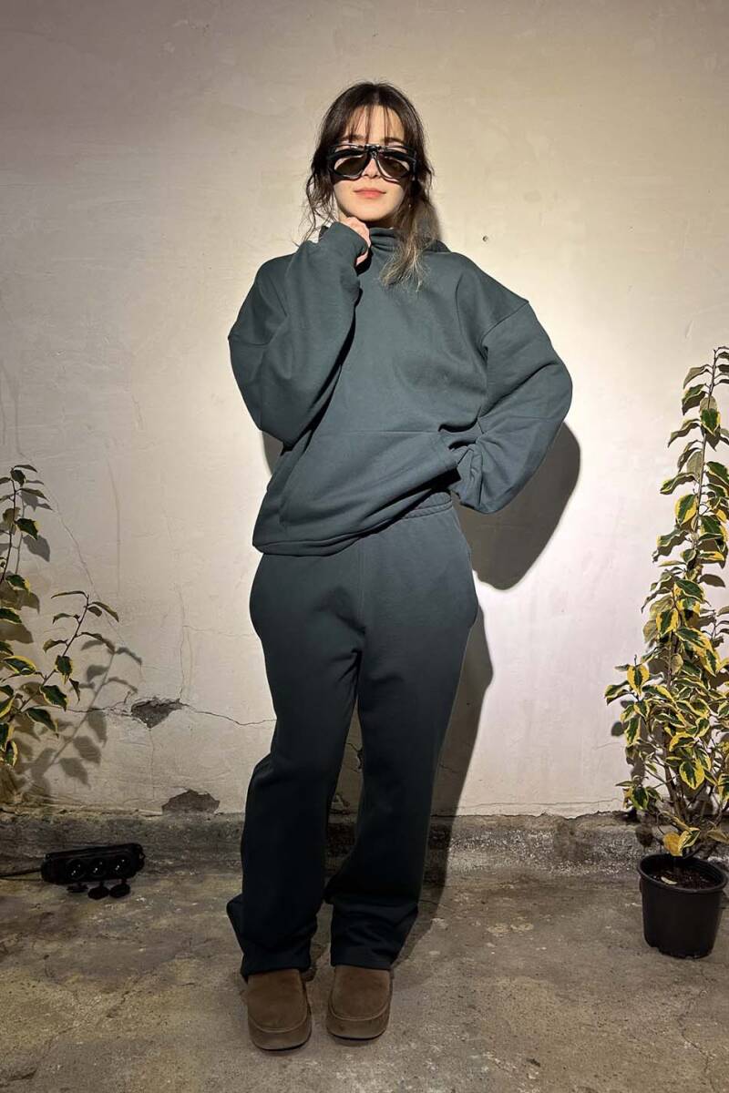 Çam Yeşili Heavyweight (450GSM) Oversize Boxy Fit Hoodie - SOLDOUT (1)