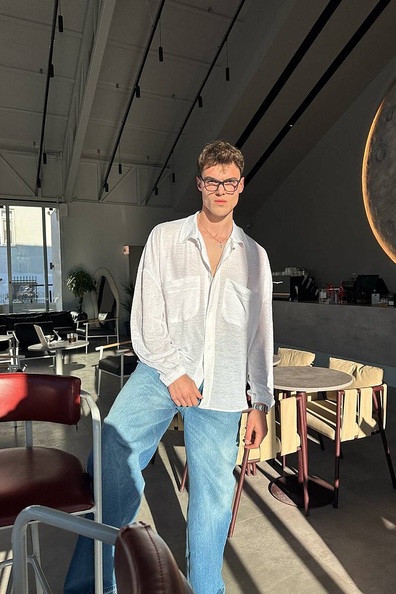 Cepli Beyaz Oversize Essential Gömlek - SOLDOUT (1)