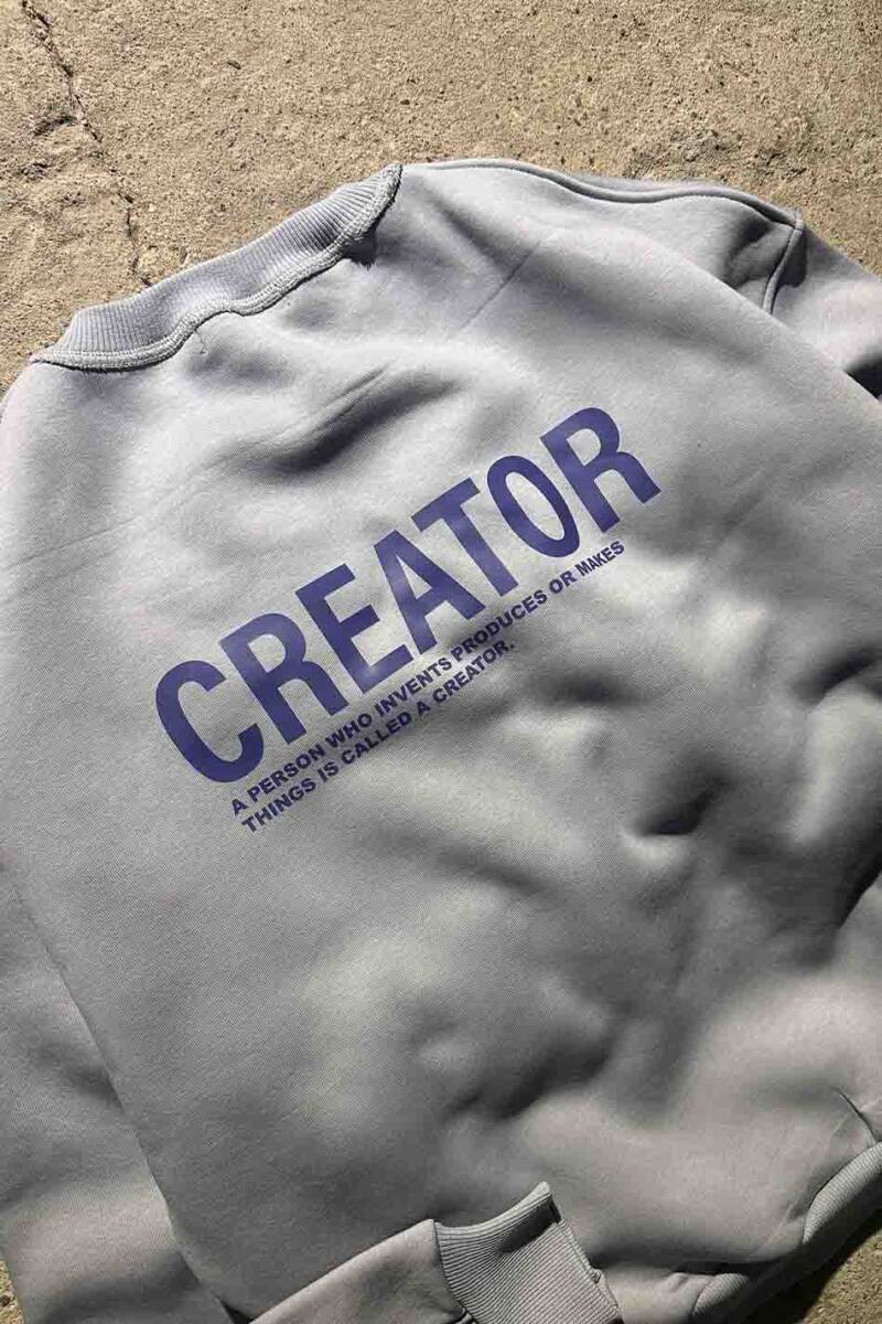 Creator Gri Oversize Boxy Fit Sweatshirt - 3