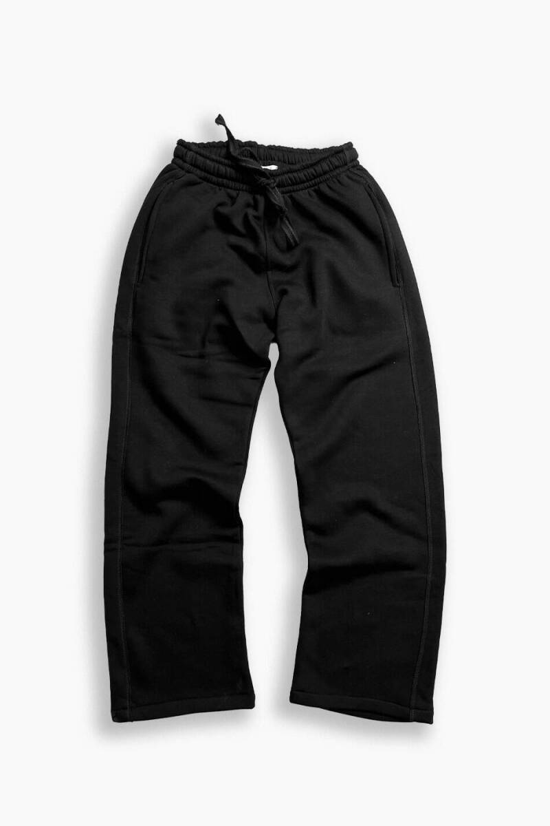 Çift Dikiş Detaylı Siyah Baggy Eşofman - 7