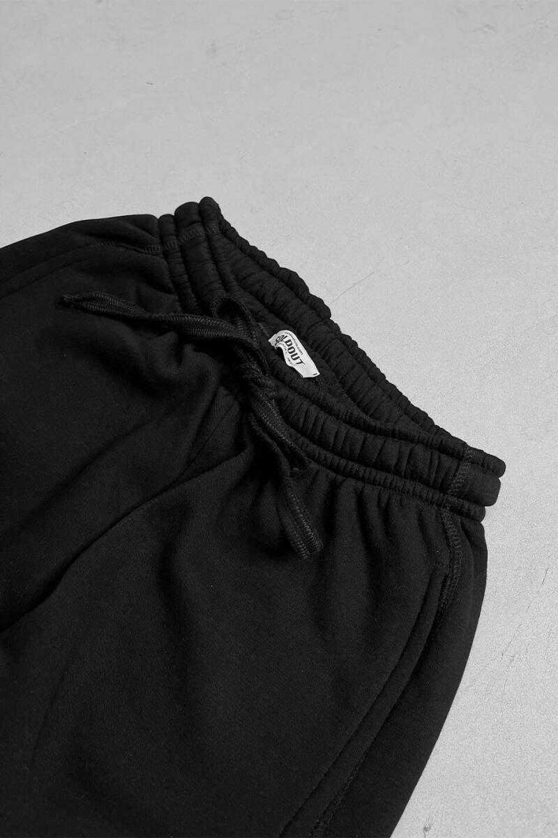 Çift Dikiş Detaylı Siyah Baggy Eşofman - 8