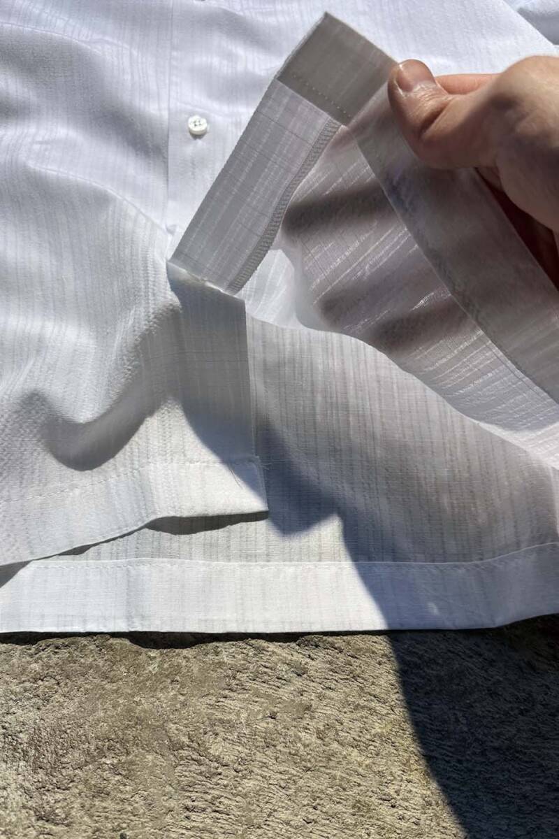 Çizgili Beyaz Oversize Gömlek - 4