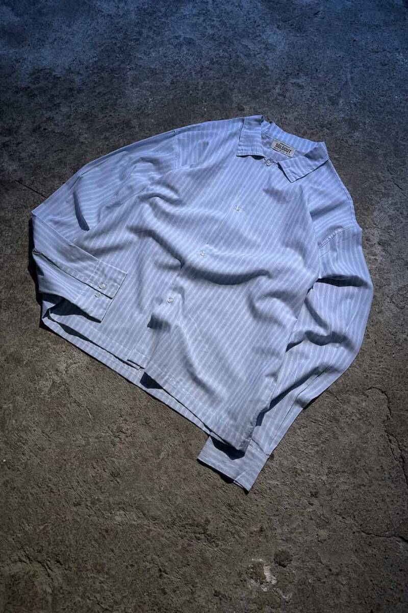 Çizgili Buz Mavi Oversize Gömlek - 2