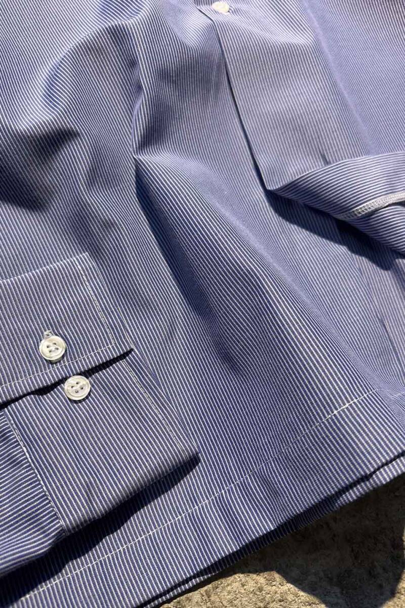 Çizgili Lacivert Oversize Gömlek - 3