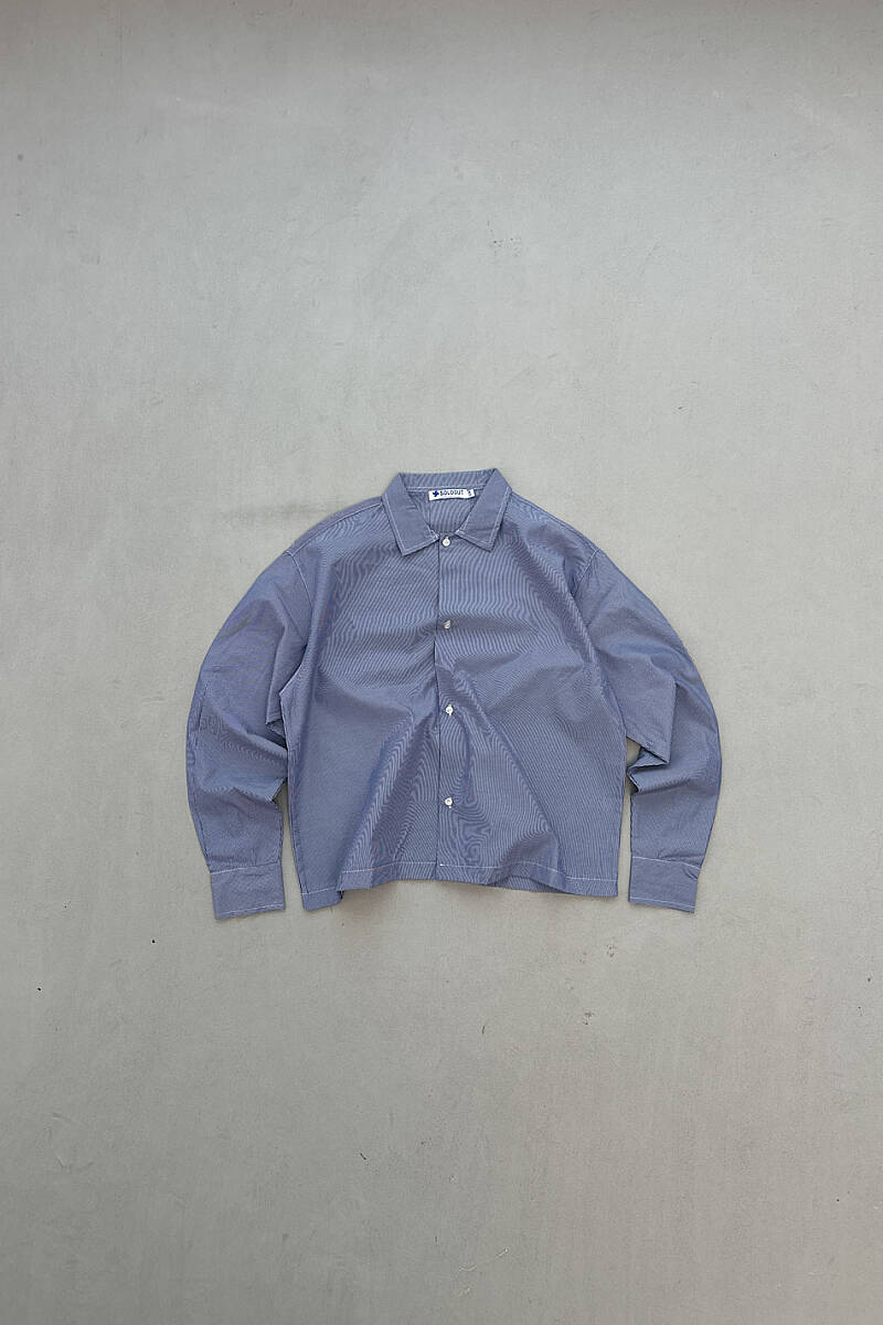 Çizgili Lacivert Oversize Gömlek - SOLDOUT