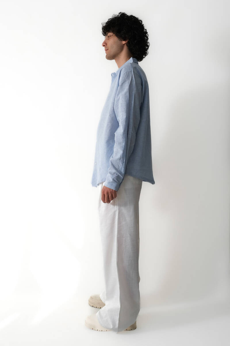 Çizgili Mavi Essential Oversize Gömlek - 5