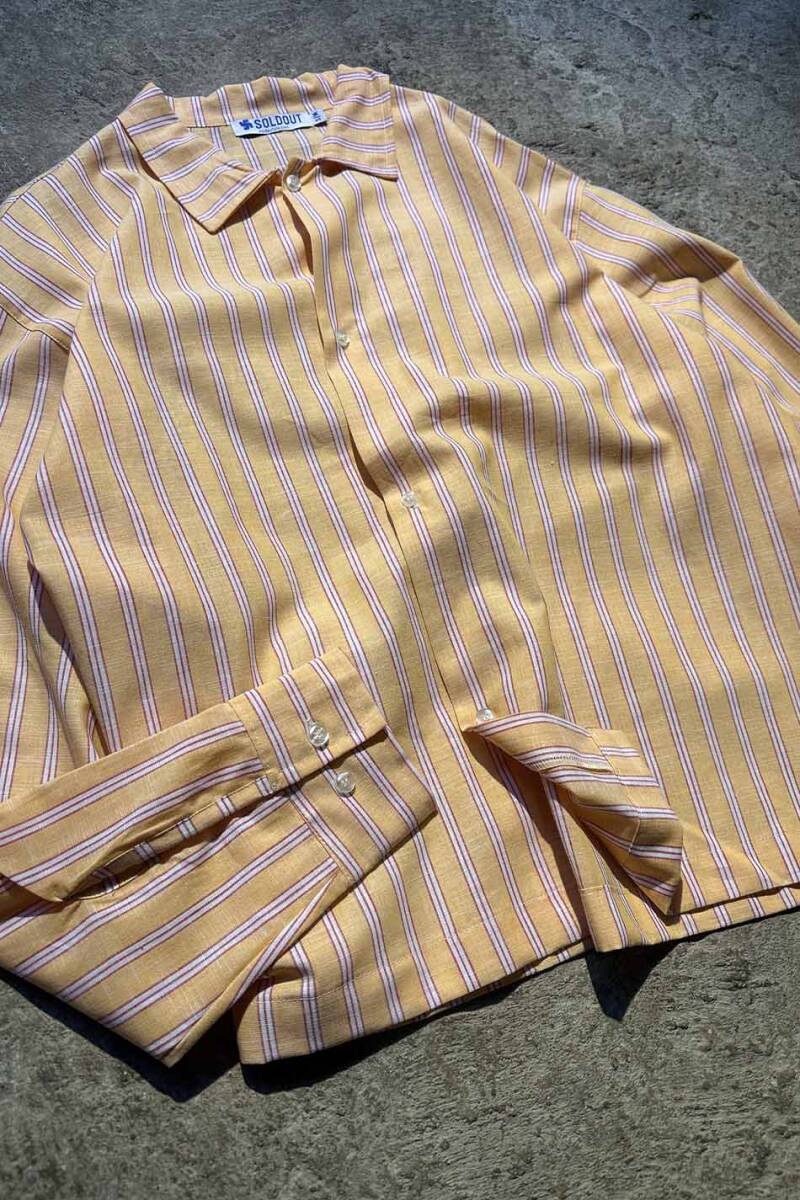  Çizgili Turuncu Oversize Gömlek - 2