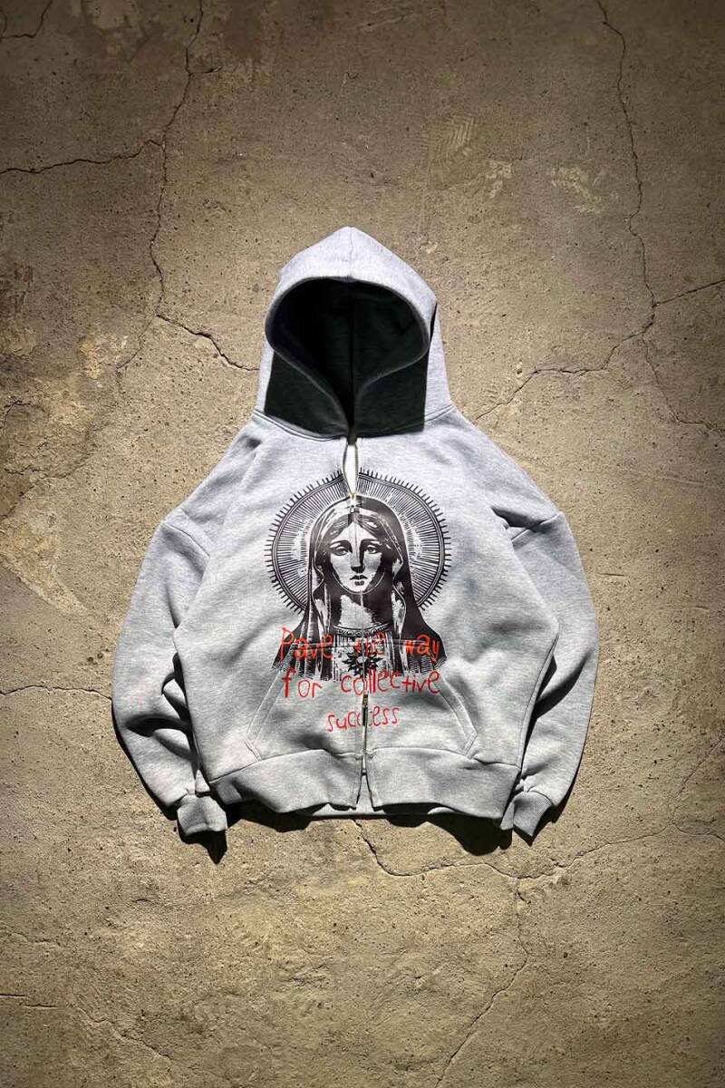 Collective Success Gri Melanj Oversize Boxy Fit Zip Hoodie - SOLDOUT