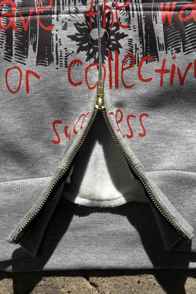 Collective Success Gri Melanj Oversize Boxy Fit Zip Hoodie - 3