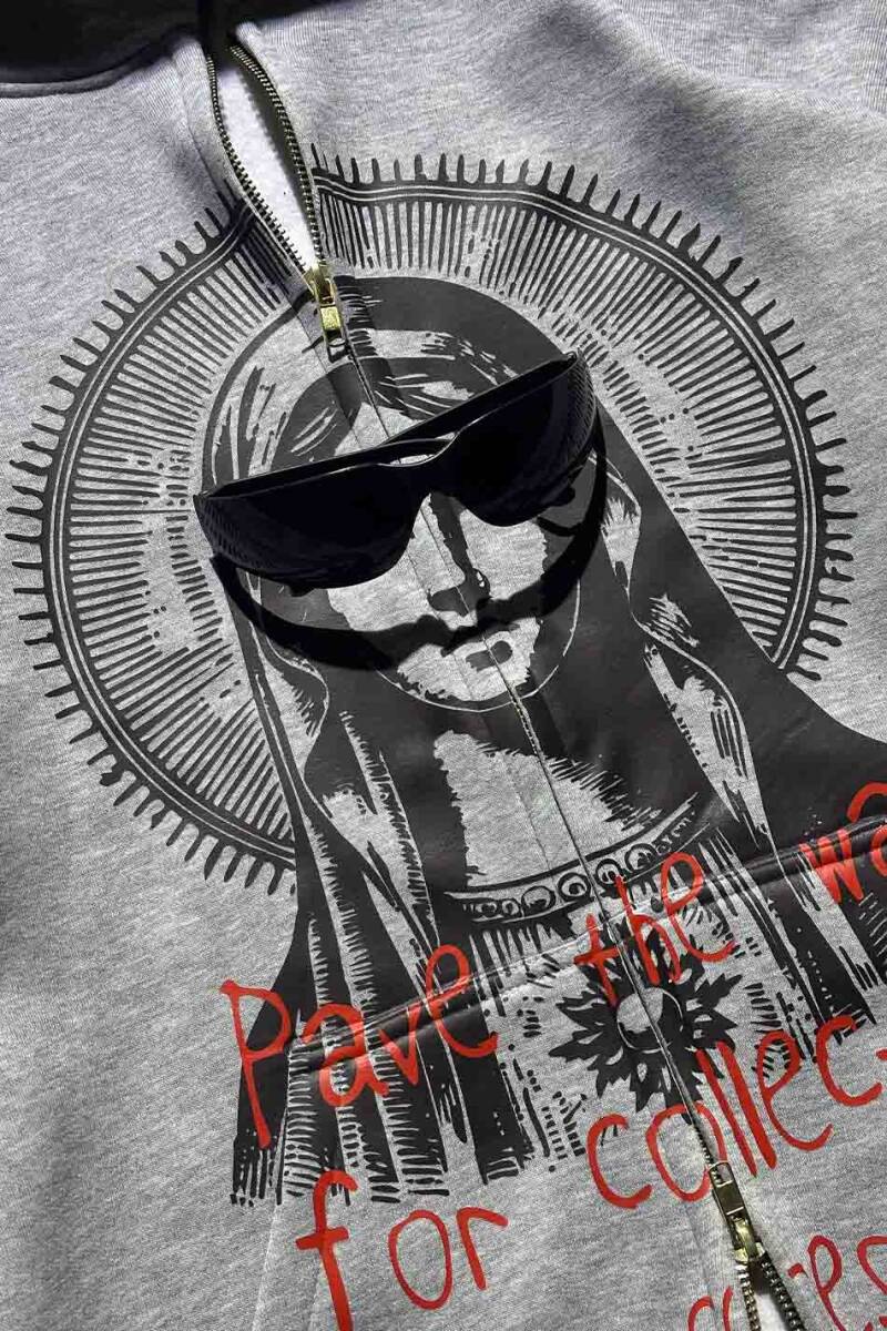 Collective Success Gri Melanj Oversize Boxy Fit Zip Hoodie - 4