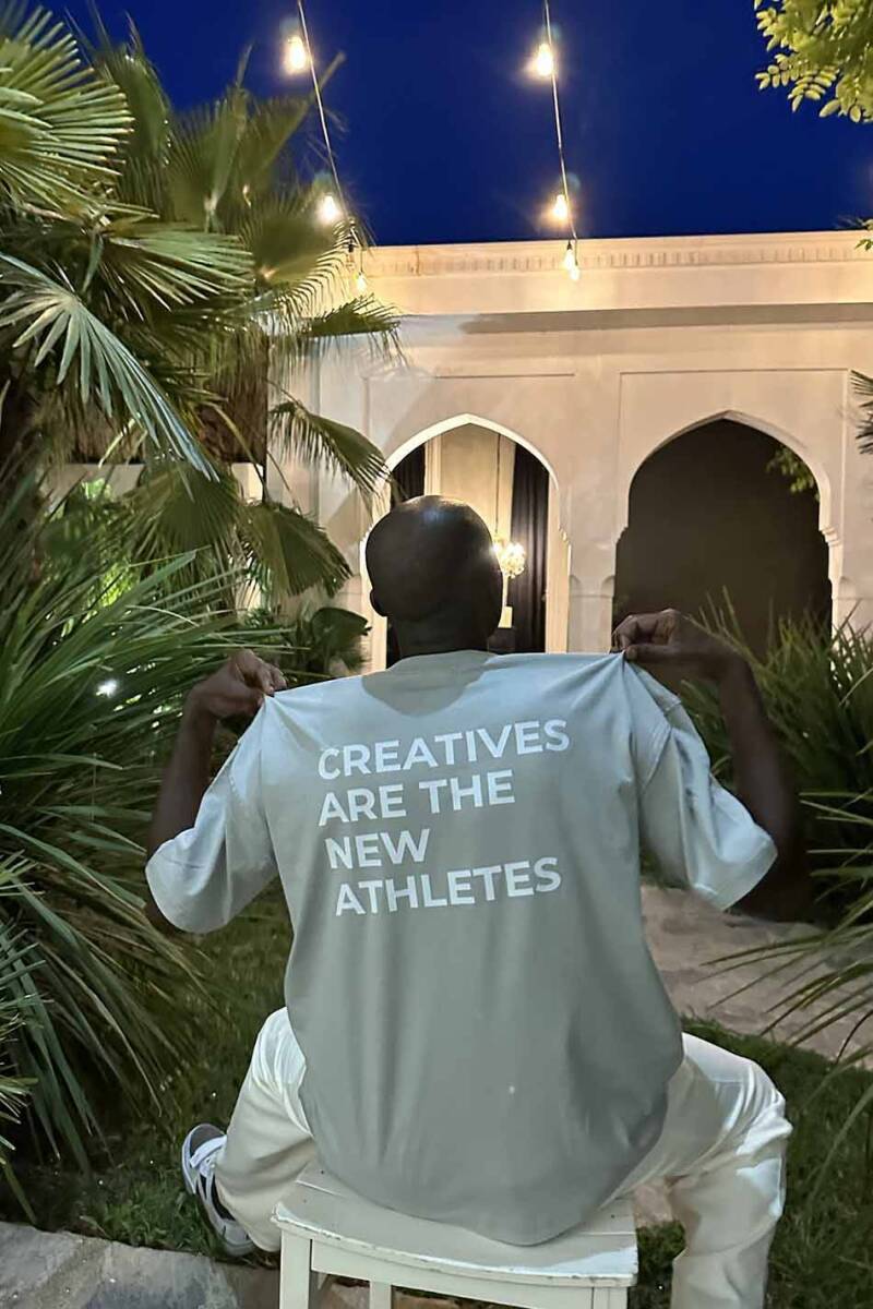 Creatives Baskılı Gri Oversize Tişört 