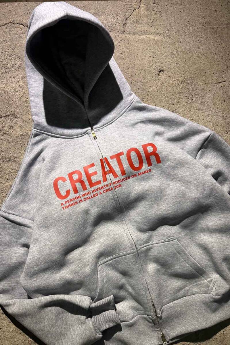 Creator Gri Melanj Oversize Boxy Fit Zip Hoodie - 2