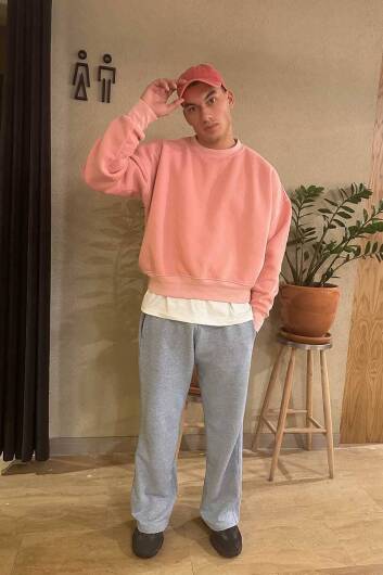 Denim Desenli Açık Mavi Baggy Eşofman - 9