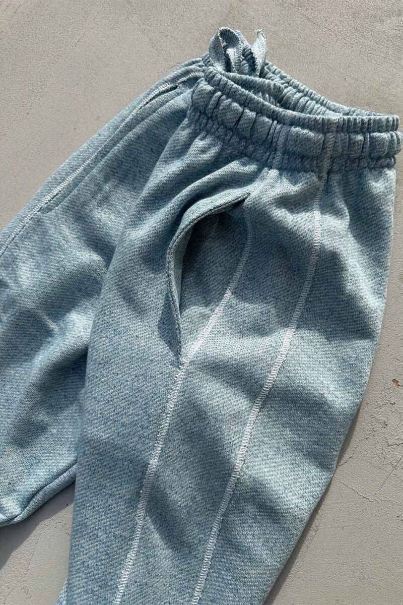 Denim Desenli Açık Mavi Baggy Eşofman - 8