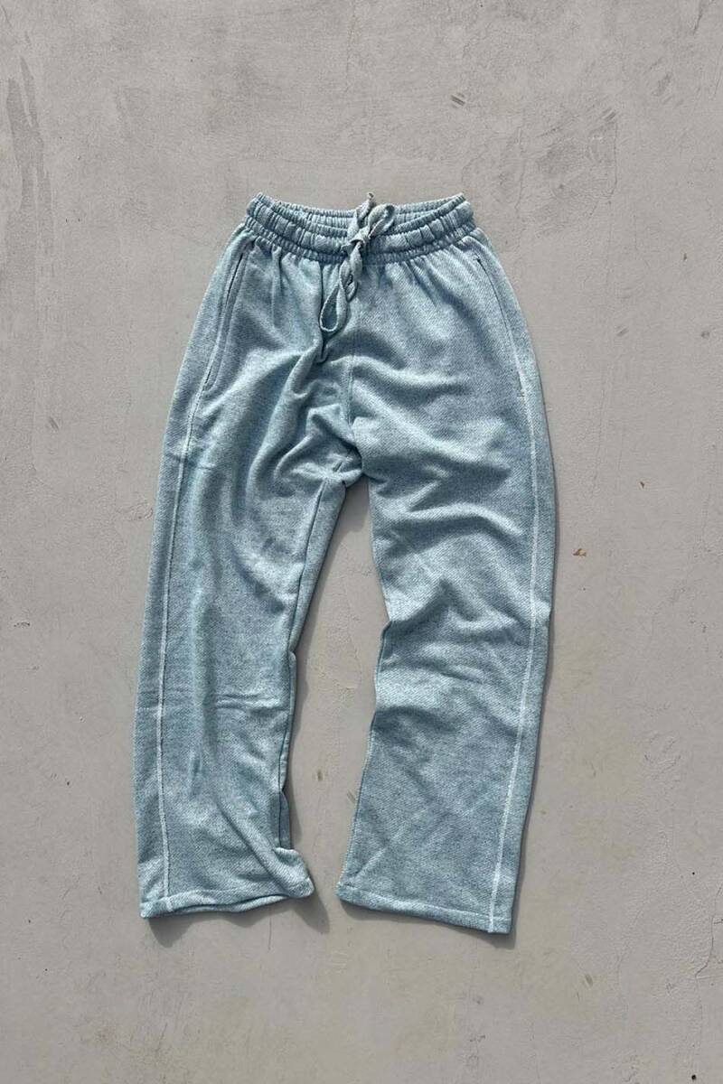 Denim Desenli Açık Mavi Baggy Eşofman - 2