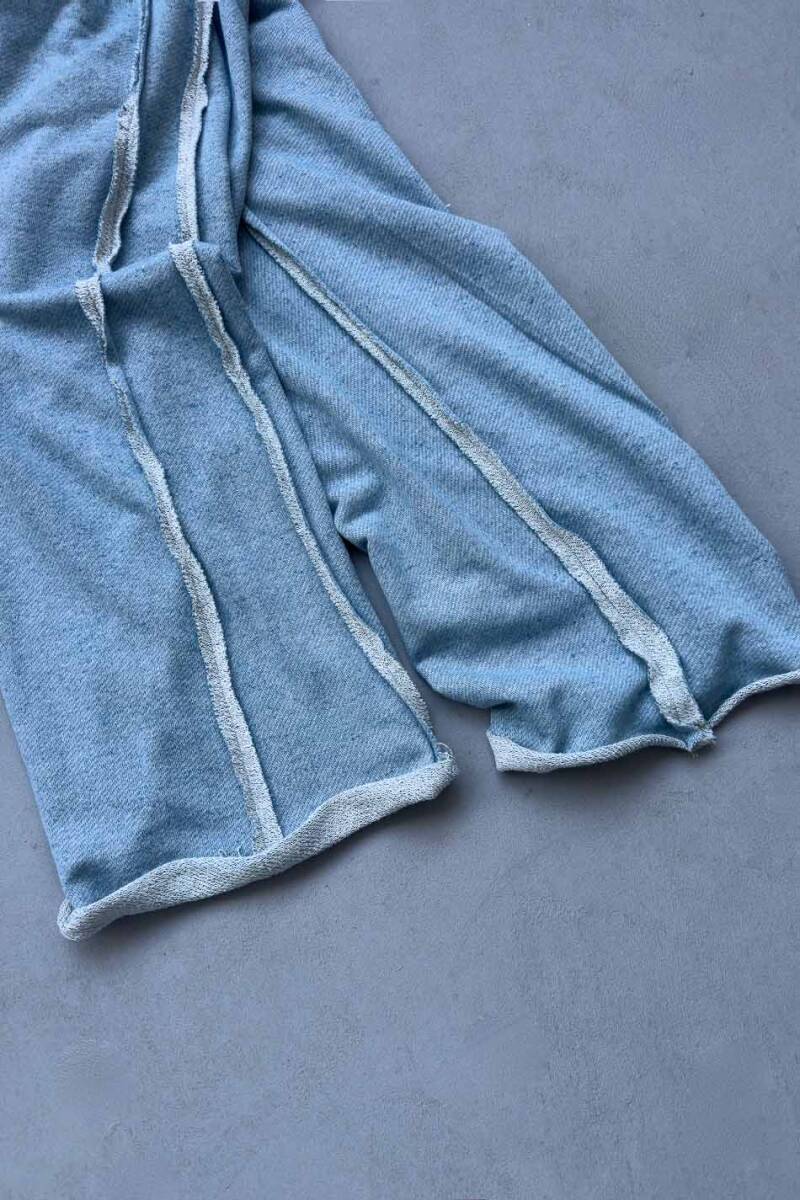 Denim Desenli Pis Dikiş Detaylı Baggy Eşofman - 3