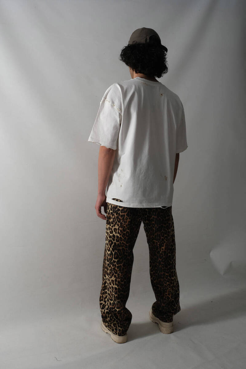 Distressed Beyaz Oversize Tişört - 7