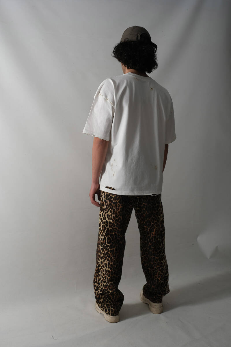 Distressed Beyaz Oversize Tişört - 7