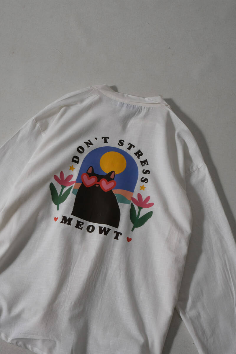 Don't Stress Beyaz Oversize %100 Pamuk İnce Gömlek - 2