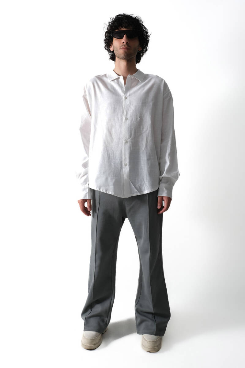 Don't Stress Beyaz Oversize %100 Pamuk İnce Gömlek - 3