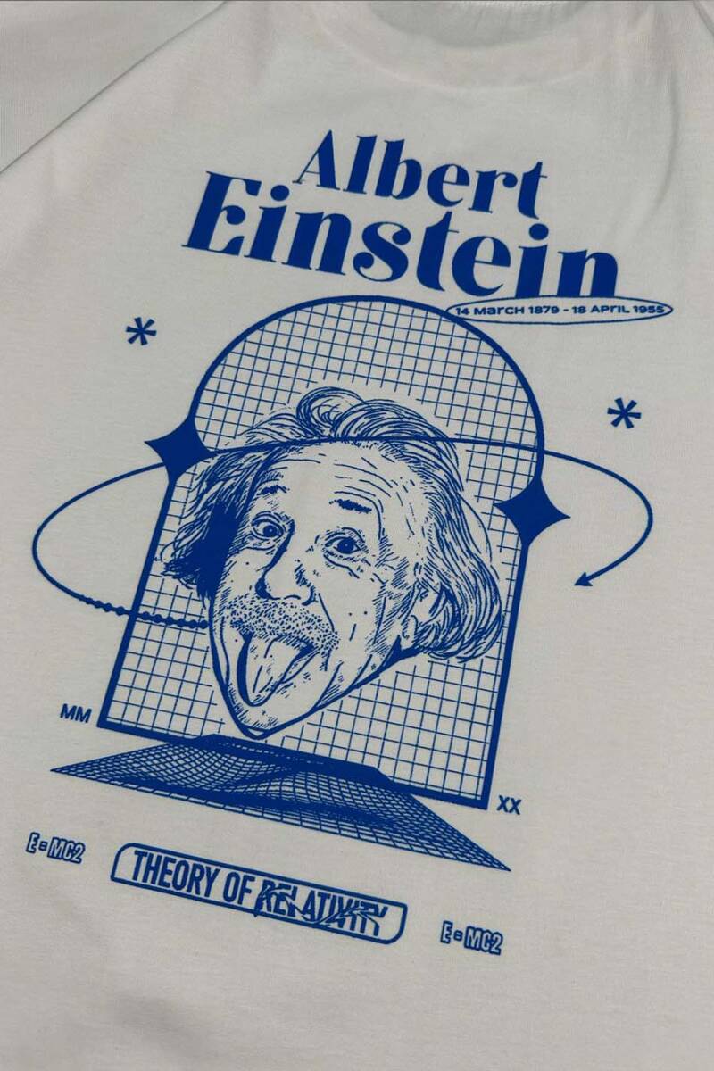Einstein Baskılı Oversize Tişört - 3