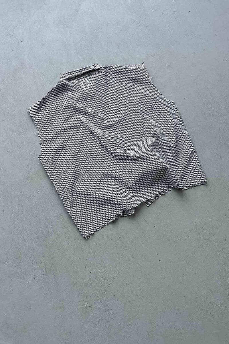 B.Bistami Ekoseli Distressed Kolsuz Boxy Fit Gömlek - 4