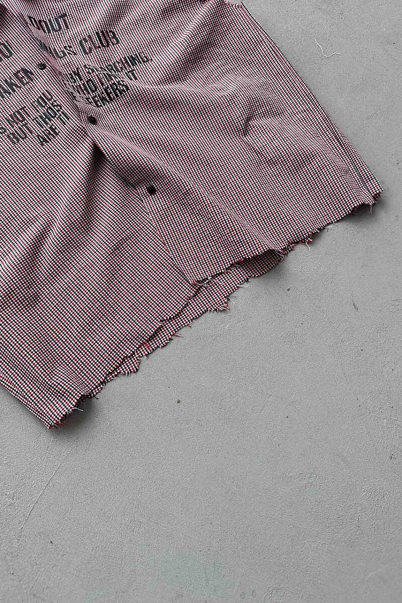 B.Bistami Ekoseli Distressed Kolsuz Boxy Fit Gömlek - SOLDOUT (1)