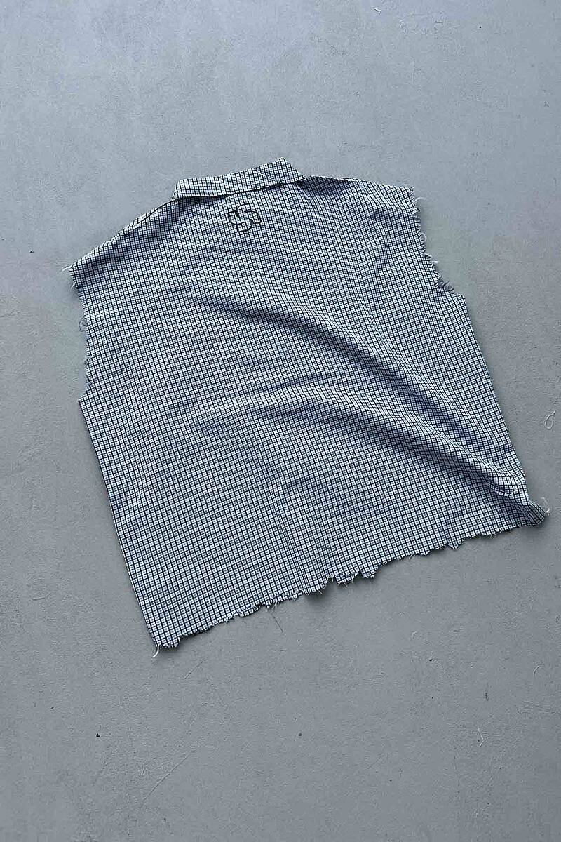 B.Bistami Ekoseli Distressed Kolsuz Boxy Fit Gömlek - 4