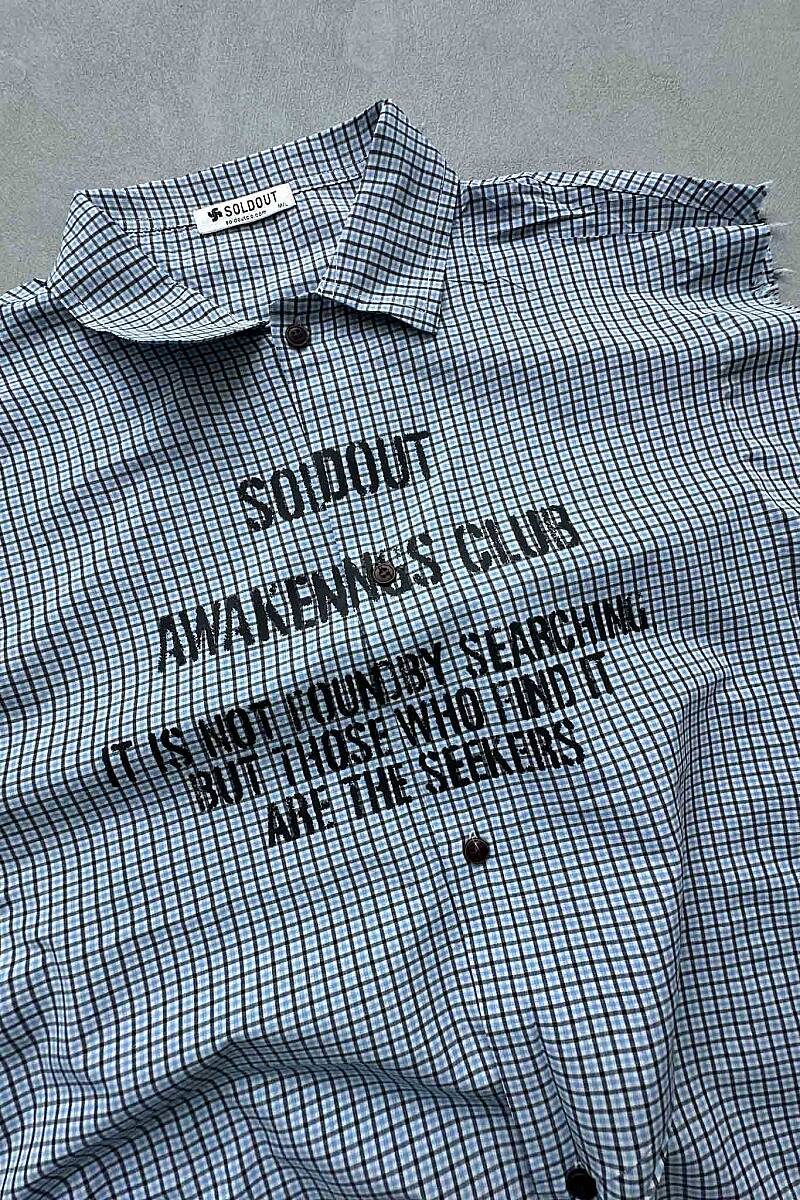 B.Bistami Ekoseli Distressed Kolsuz Boxy Fit Gömlek - SOLDOUT (1)
