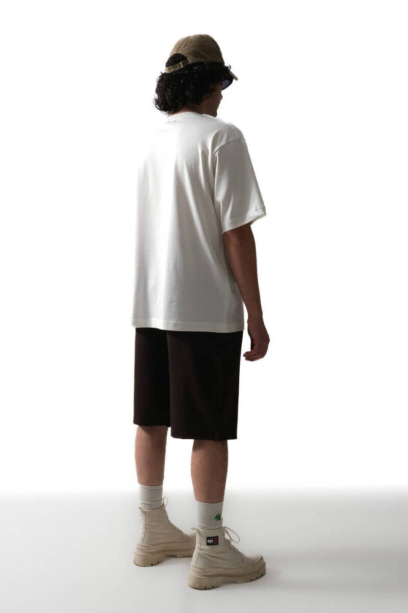 Ekru Basic Oversize Tişört - 5