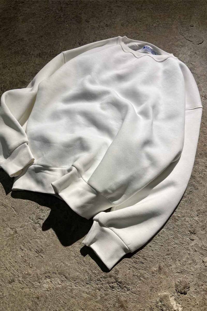 Ekru Oversize Boxy Fit Sweatshirt - 4