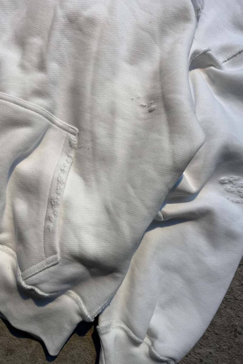 Ekru Handmade Distressed Oversize Boxy Fit Hoodie - 8