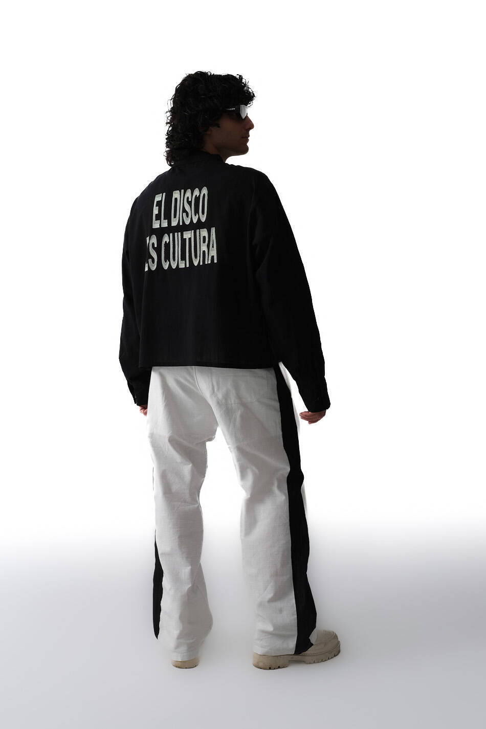 El Disco Siyah Boxy Fit Crop %100 Pamuk İnce Gömlek - 4