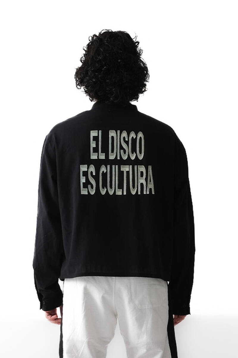 El Disco Siyah Boxy Fit Crop %100 Pamuk İnce Gömlek - 1