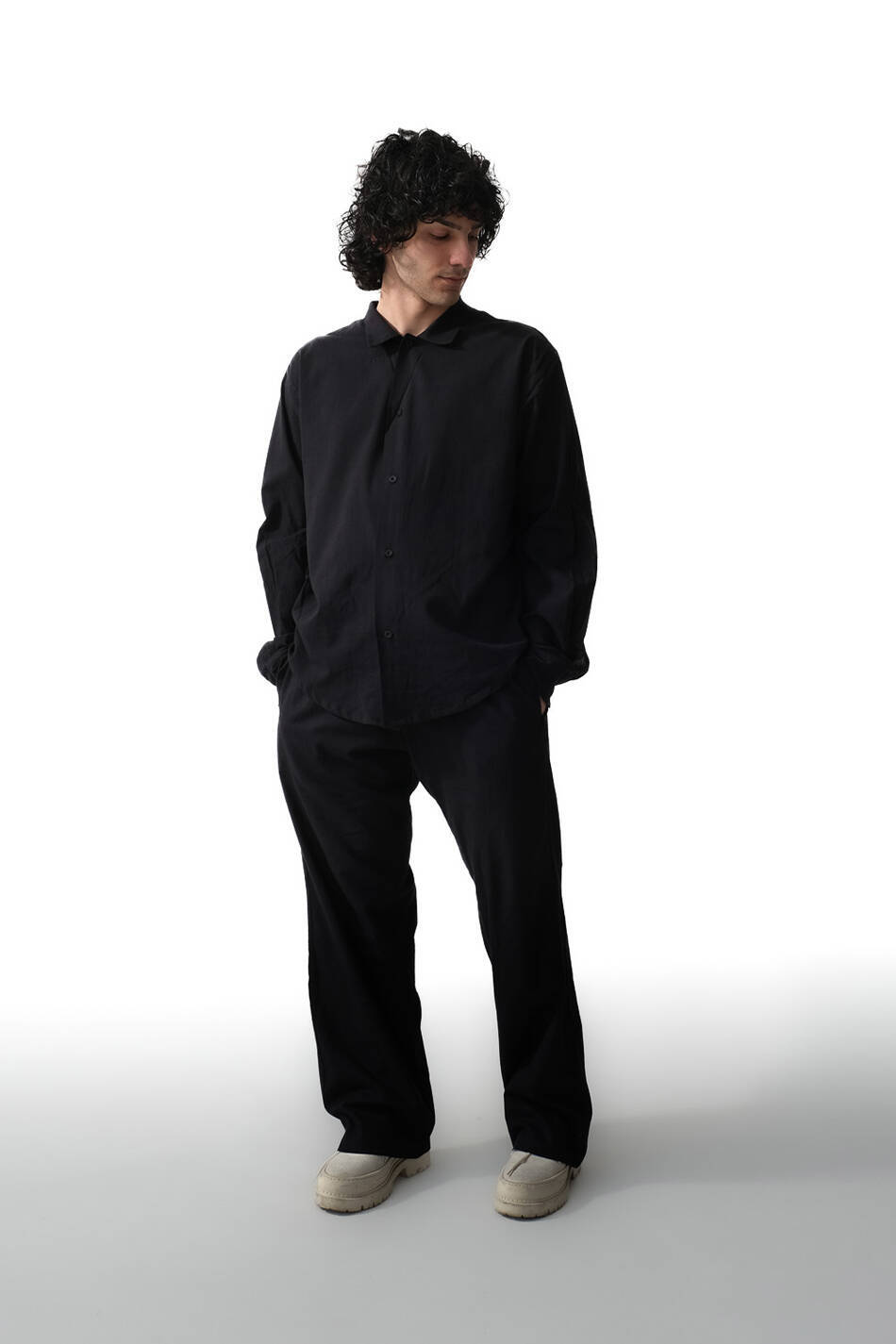 El Disco Siyah Oversize %100 Pamuk İnce Gömlek - 6