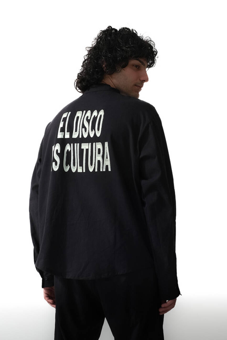 El Disco Siyah Oversize %100 Pamuk İnce Gömlek - 1